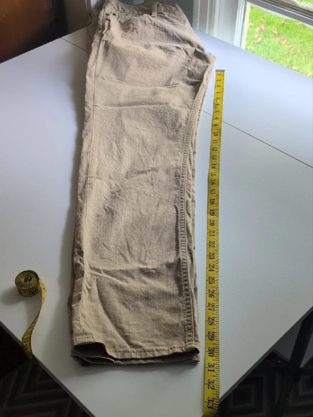Banana Republic Men's Slim Fit 34x32 Linen Cotton Blend Khaki Pants